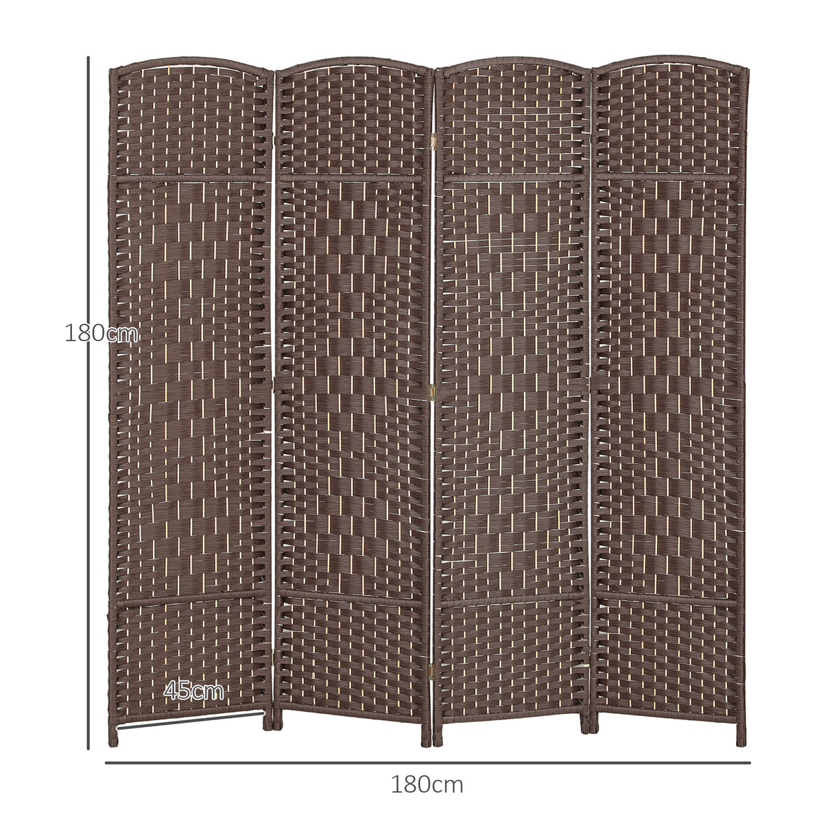 Paravent intérieur en bois 4 panneaux séparateur de pièce pliable pour salon chambre 180 x 180 cm marron-2