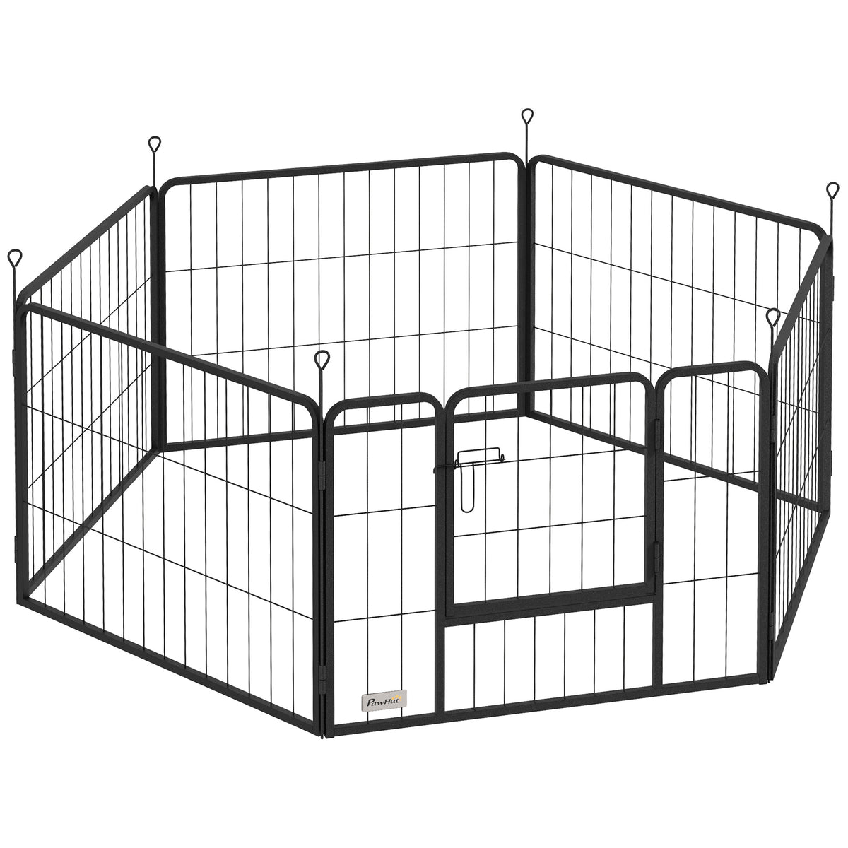 Parc pour chien, enclos chien 6 panneaux modulable et pliable, portable en acier avec porte 80 x 60 gris-0