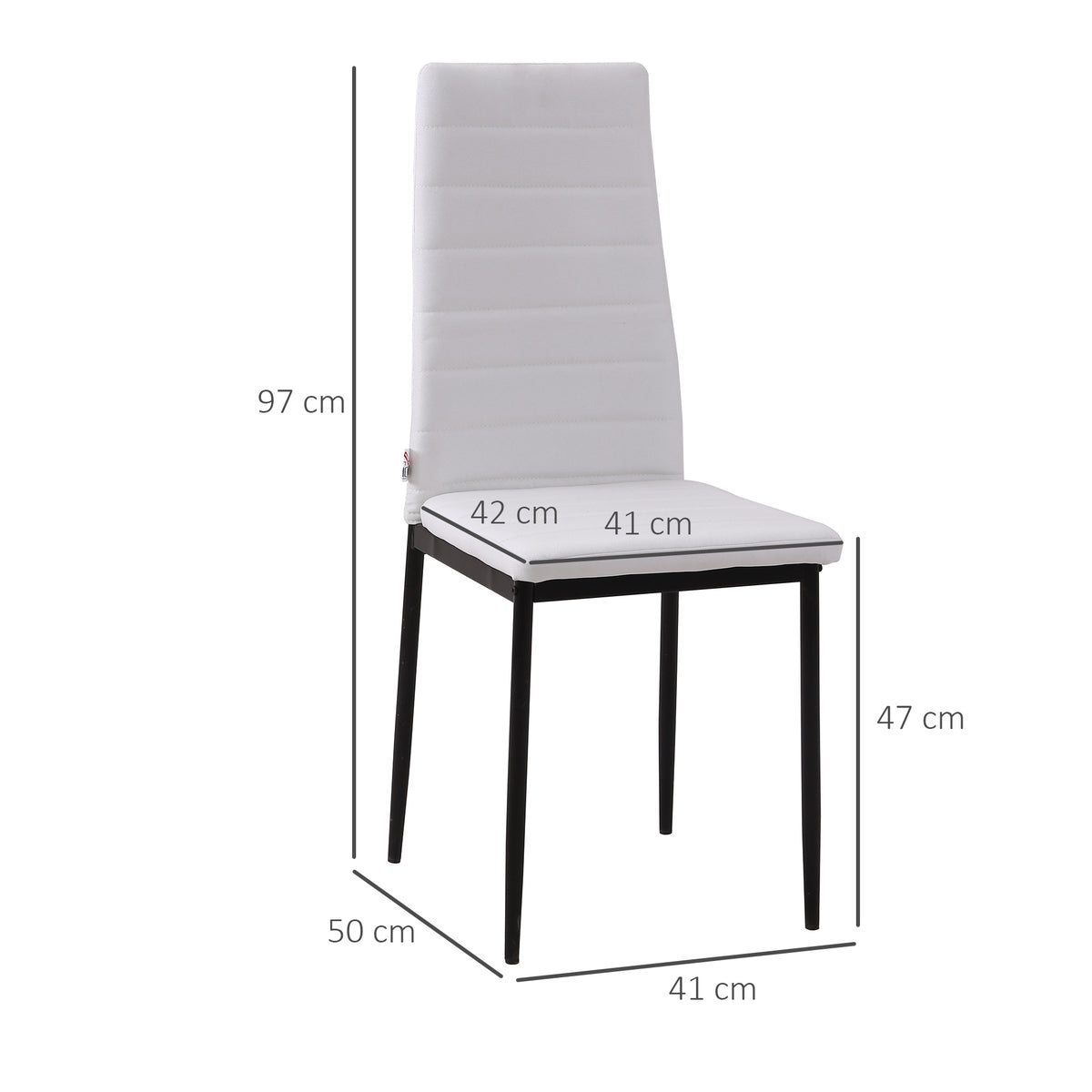 Lot de 4 chaises de salle à manger chaises de cuisine avec dossier haut pieds en métal et tissu en lin 41x50x97cm blanc-2