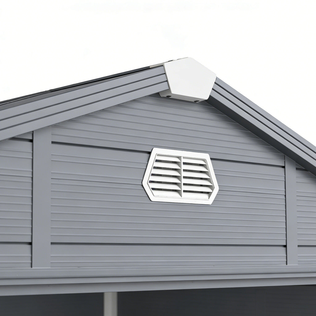 Abri de jardin en résine 4,56 m² avec kit de fondation galvanisé structure en aluminium 240 x 190 x 228 cm gris foncé-9