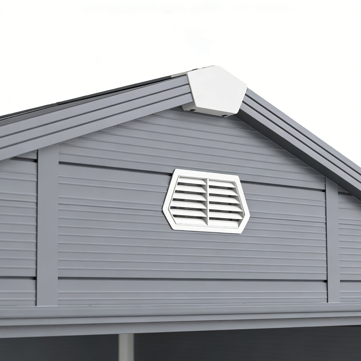 Abri de jardin en résine 4,56 m² avec kit de fondation galvanisé structure en aluminium 240 x 190 x 228 cm gris foncé-9