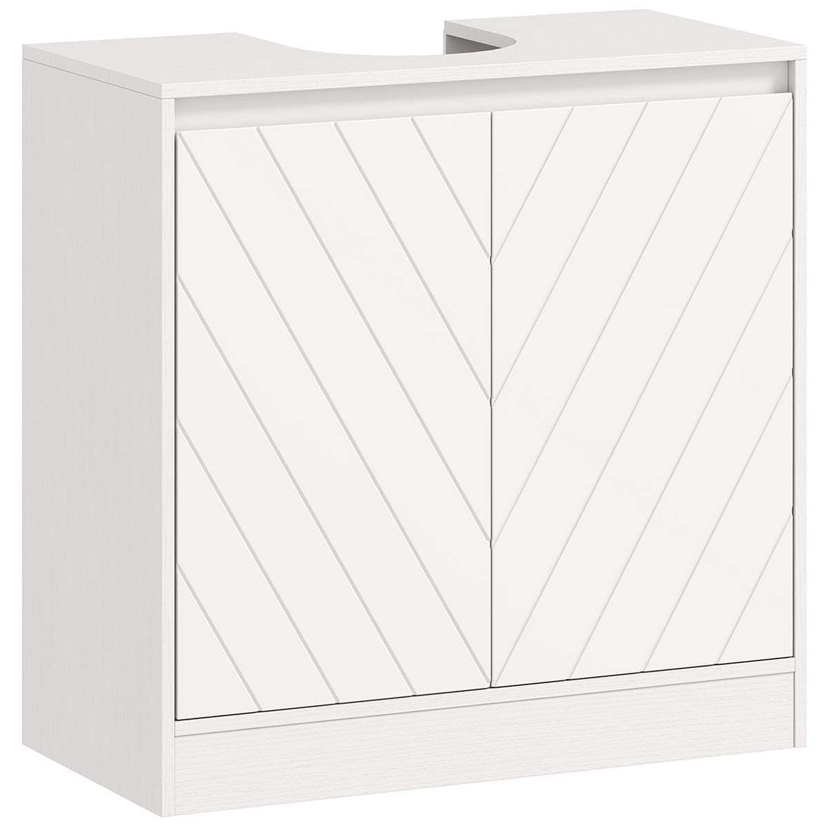 Meuble salle de bain sous Lavabo - meuble sous-vasque - placard 2 portes avec étagère blanc-0