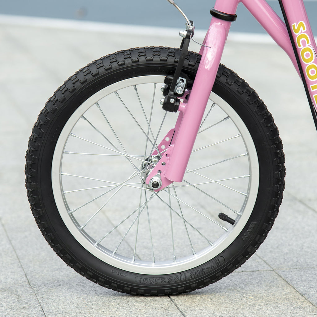 Trottinette patinette Enfant à partir de 5 Ans Grands pneus Guidon réglable poignées Freins et béquille Acier Rose-8