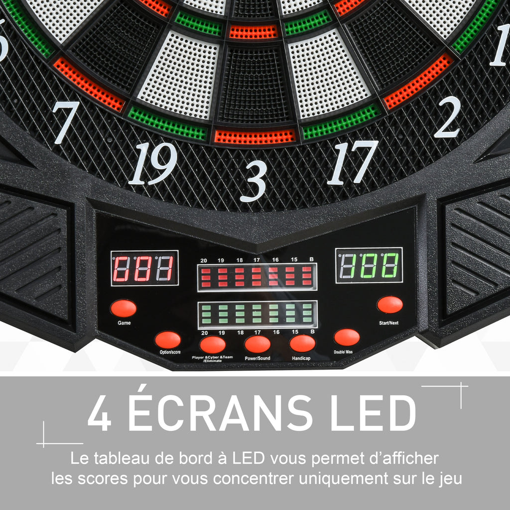 Cible de Fléchettes Électronique 27 Jeux jusqu'à 8 Joueurs LED Haut-parleur Noir-6