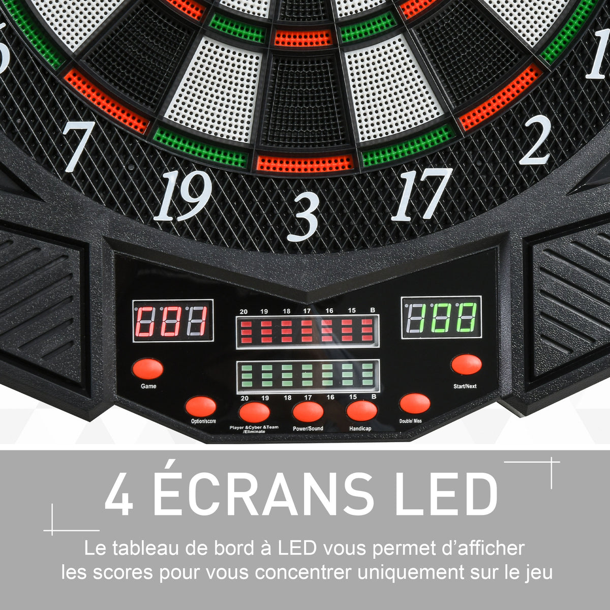 Cible de Fléchettes Électronique 27 Jeux jusqu'à 8 Joueurs LED Haut-parleur Noir-6