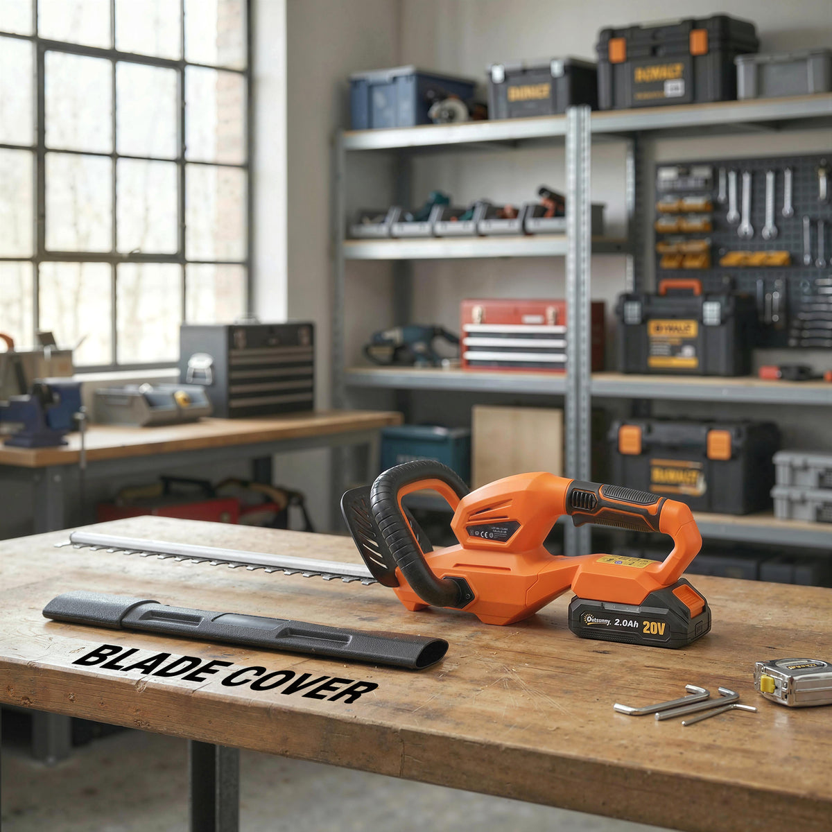 Taille-Haies Électrique 100 W, Lame 51 cm, Batterie 2,0 Ah et Chargeur, Orange-8