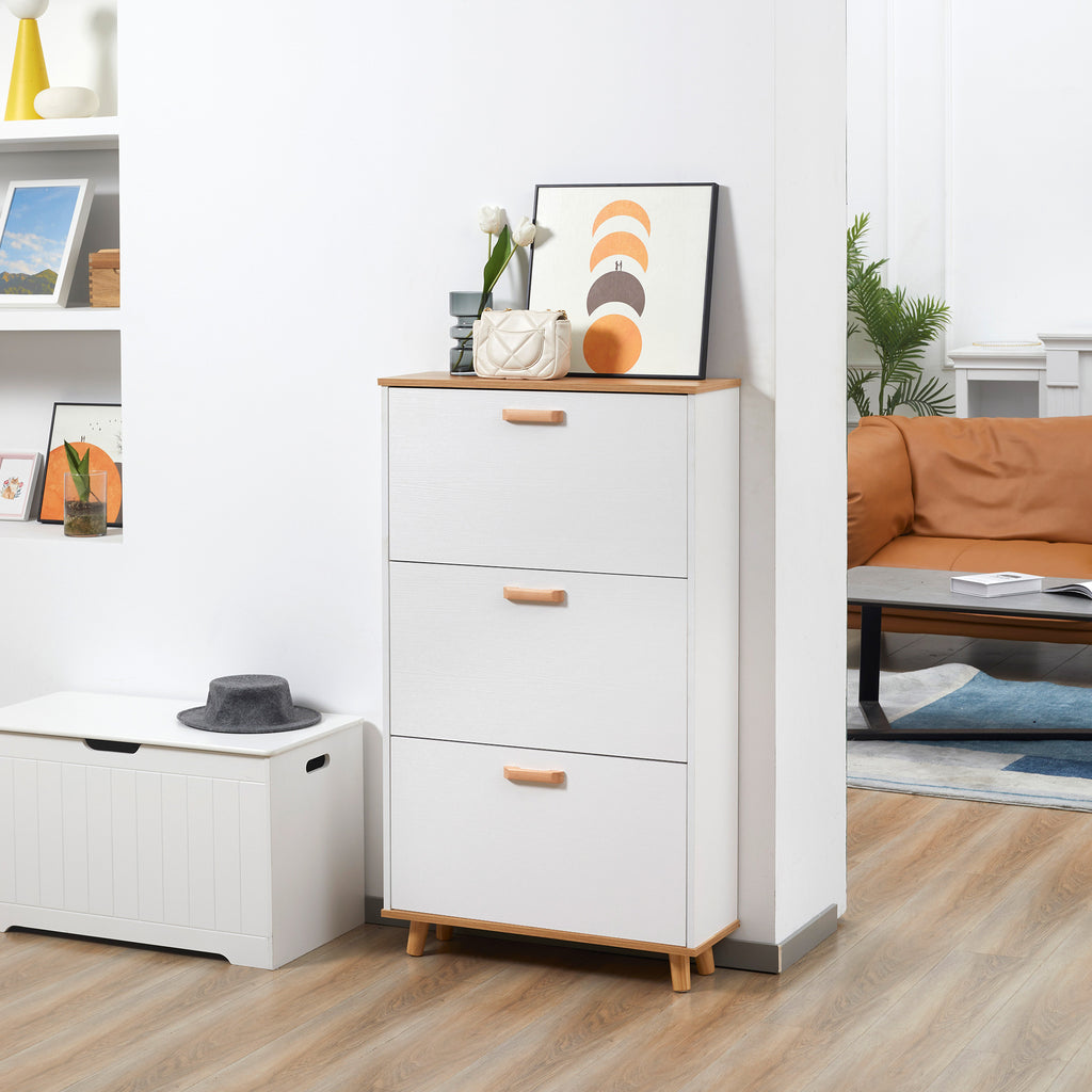 Meuble à chaussures style scandinave 3 abattants 70 x 23,5 x 122 cm blanc-1