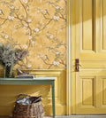 Papier peint chinoiserie oiseaux chanteurs sur branches fleuries