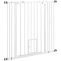 Barrière de sécurité animaux de 104,1H cm avec porte fermeture automatique système de double verrouillage blanc-0