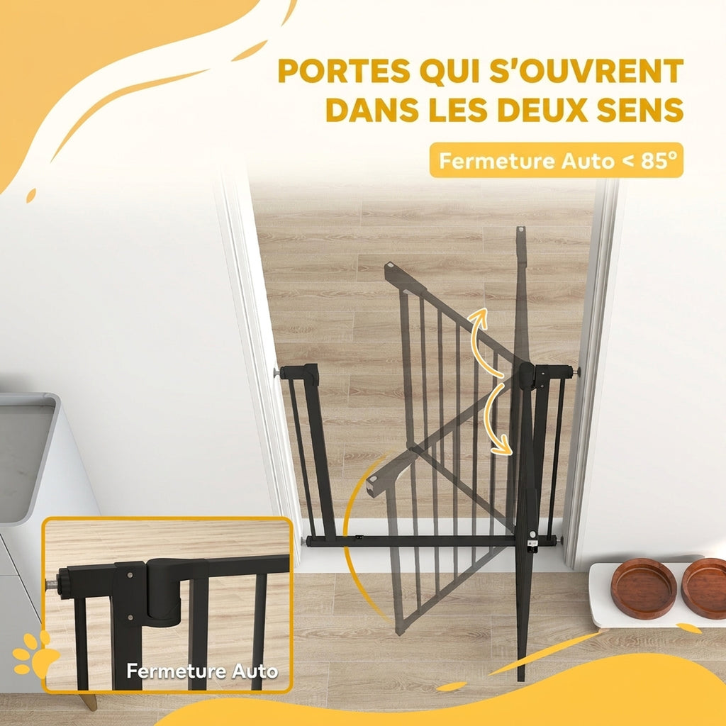 Barrière de sécurité pour chiens et bébés 76 à 81 cm avec extension fixation par pression sans perçage blanc-4