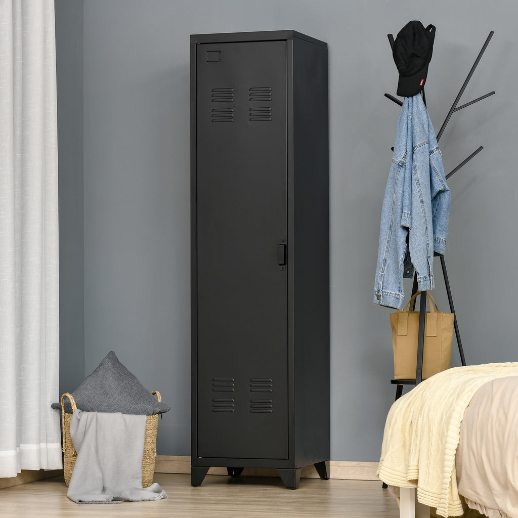 Armoire de Rangement compacte en métal casier style industriel avec 3 étagères, 1 tringle 43L x 50l x 180H cm-9