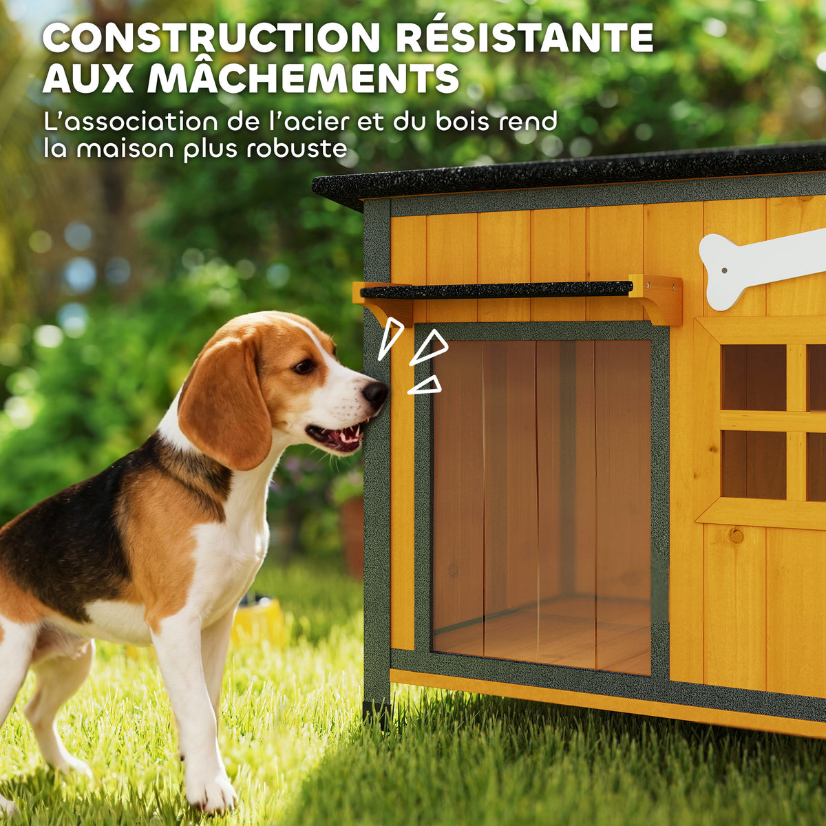 Niche pour chien extérieure résistante aux intempéries cabane pour chien avec plancher amovible-3