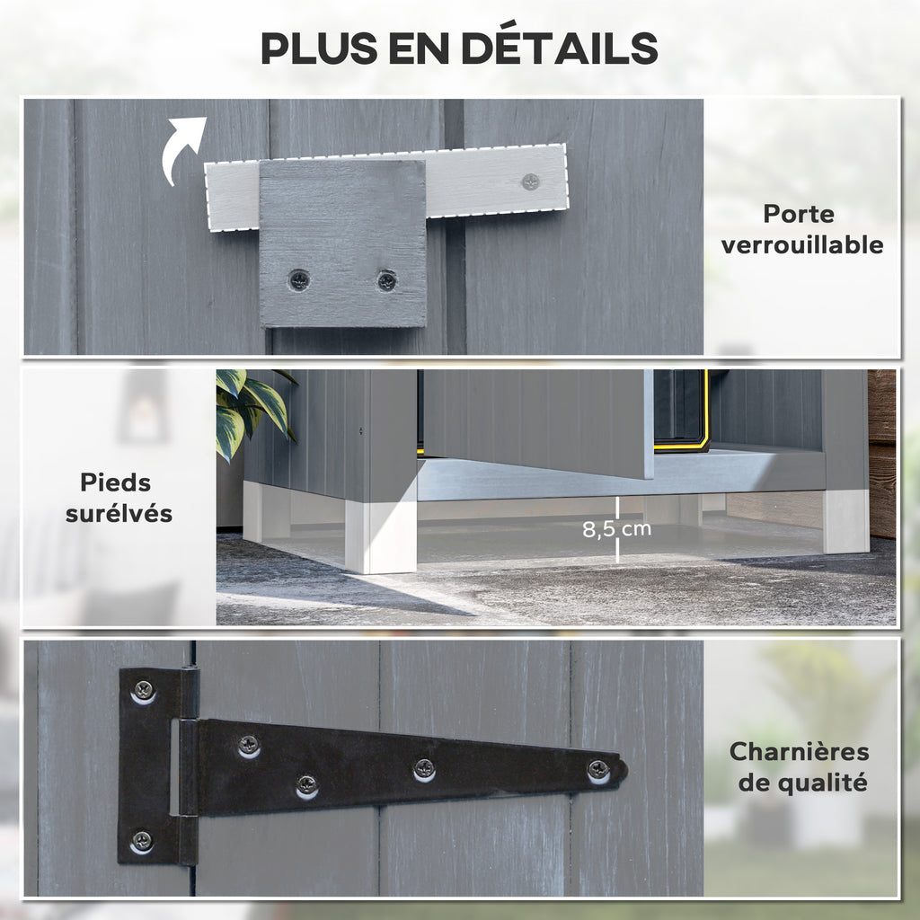 Armoire de jardin en bois Abri de jardin Armoire à outils Cabane en bois Toit bitumé Gris 77,5 x 54,2 x 179,5 cm-5