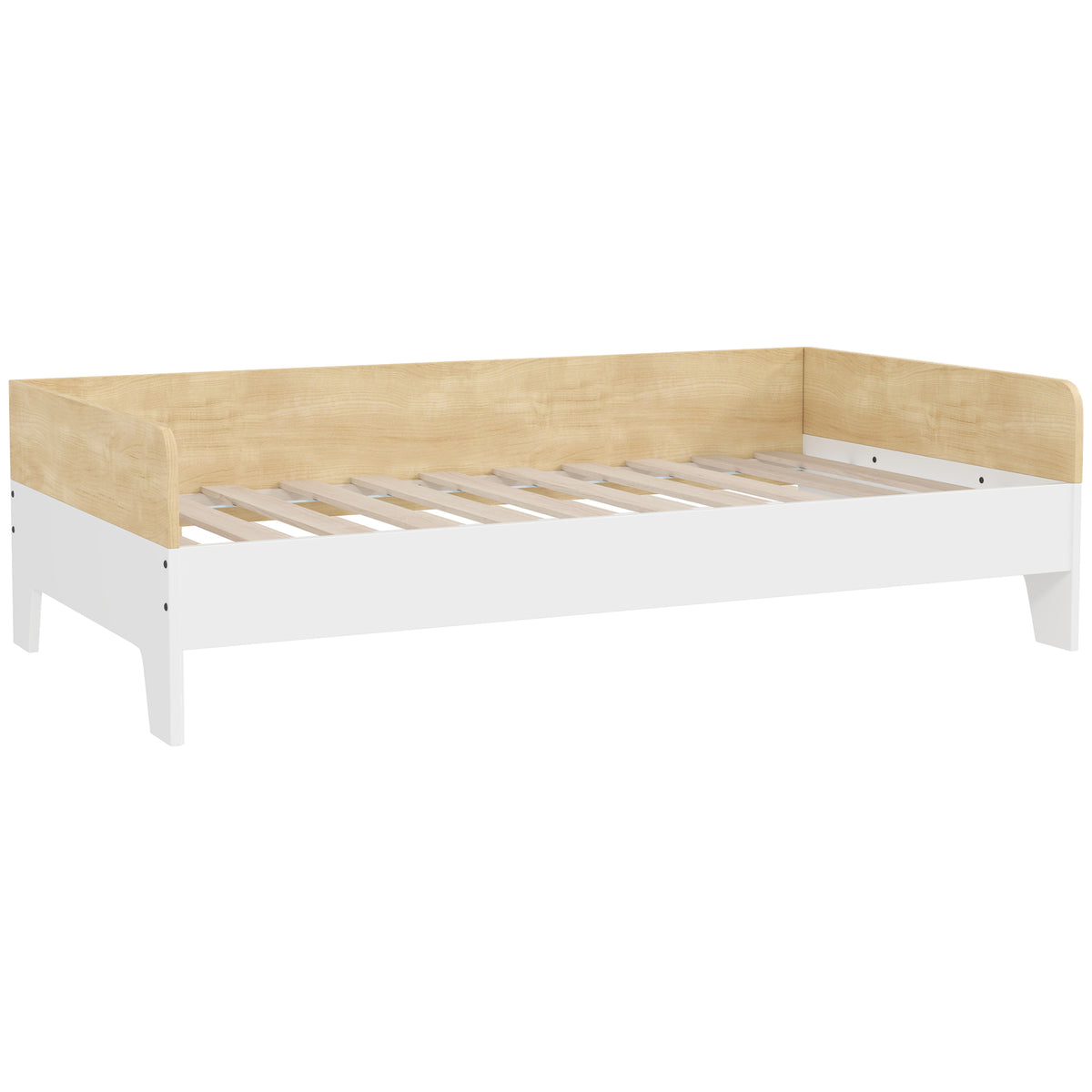 Lit enfant lit avec sommier à lattes avec panneaux latéraux élevés conception basse en bois 143,5 x 74 x 40 cm blanc-0
