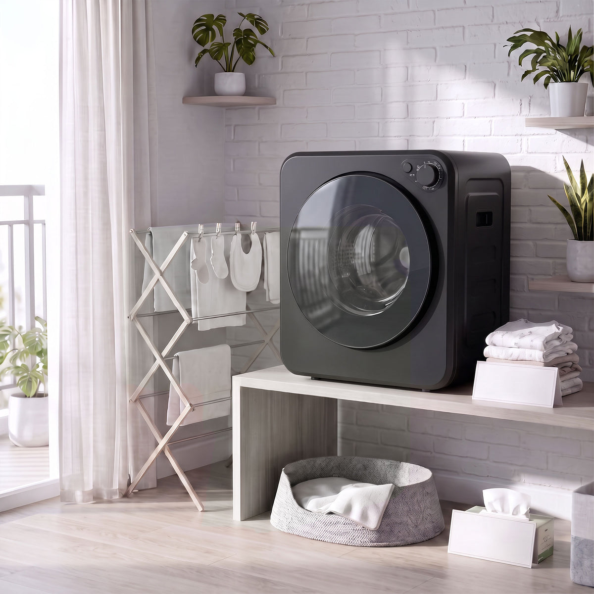 Sèche Linge à Évacuation Compact 2,5Kg, Sèche-Linge Électrique 400/800 W, 5 Modes de Séchage, Charge Frontale, Noir-8