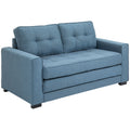 Canapé droit convertible 2 places - dossier capitonné - 147,5 x 75 x 85 cm - bleu-0