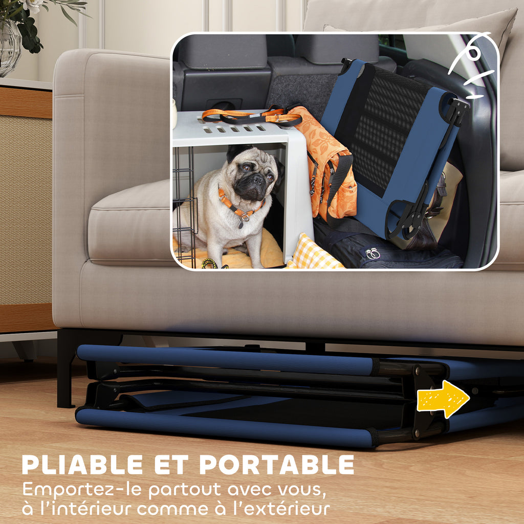 Lit surélevé pour chiens pliable rafraîchissant, lit de camp pour animaux en maille respirante 107x61x20cm bleu foncé-5