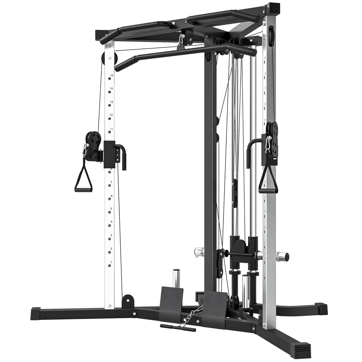 Station de musculation multifonction avec barre de traction, station d'entraînement réglable à 15 positions, noir-0
