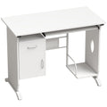 Bureau d'ordinateur, 100 x 52 x 75 cm, tablette coulissante pour clavier, tiroirs et support d'unité centrale, blanc-0