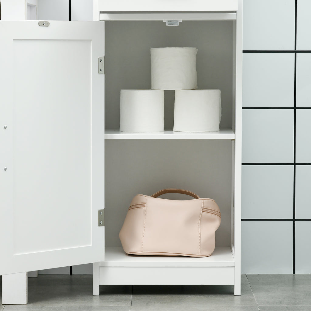 Meuble salle de bain colonne avec 3 compartiments ouverts, tiroir et étagère réglable, 40 x 30 x 164 cm, blanc-8