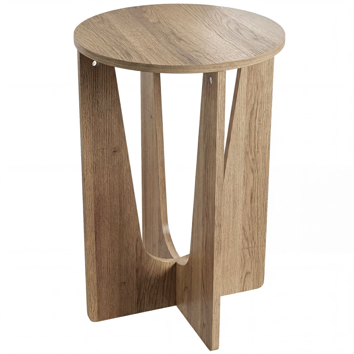 Table d'Appoint Ronde, Table de Salon avec Pieds Incurvés, Style Rustique, pour Salon, Chambre, Effet Bois Café-0