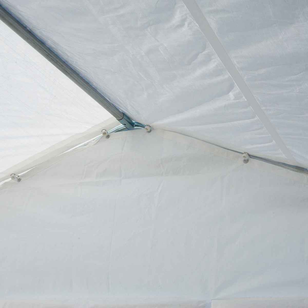 Tente Tonnelle de Réception Jardin Chapiteau PE Imperméable Tube Acier 7.98L x 3.92l x 2.8Hm Blanc Neuf 14-6