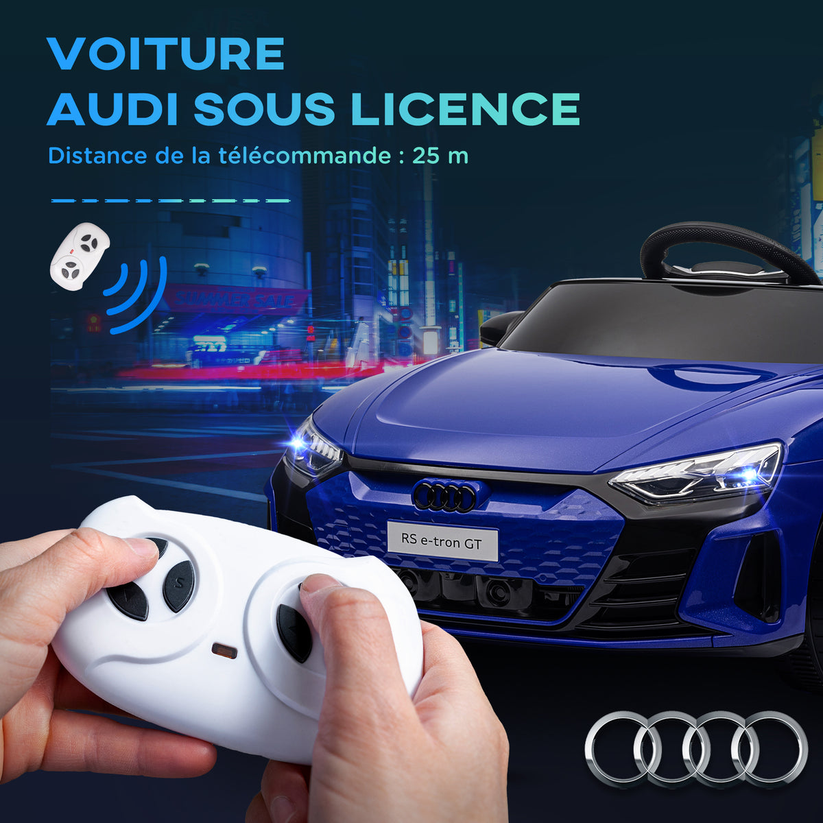 Voiture véhicule électrique enfant 12 V - télécommande parentale - effets sonores, lumineux - Audi RS E-tron GT bleu-3