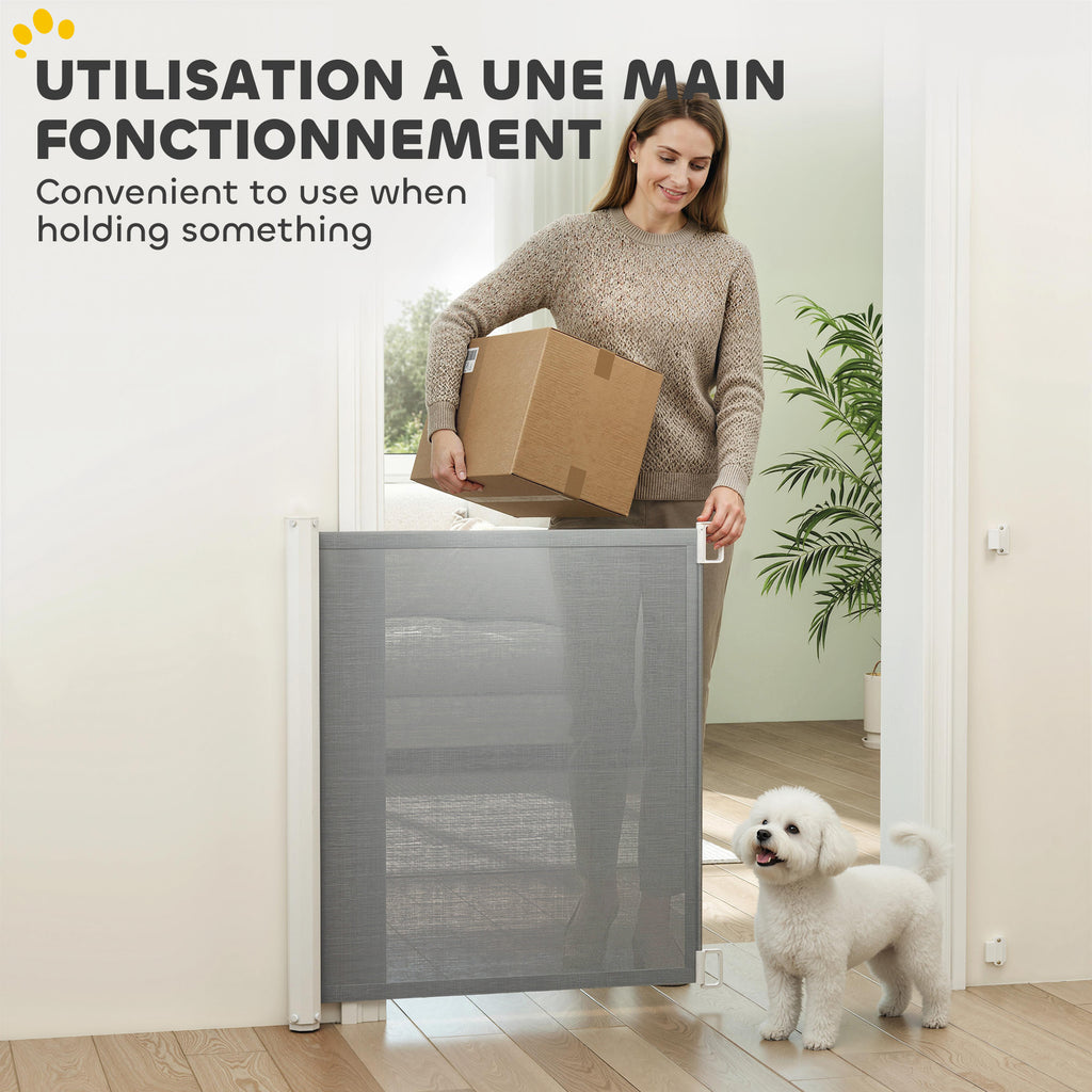 Barrière de sécurité barrière animaux rétractable automatique 1,15L x 0,83H m teslin métal gris-4