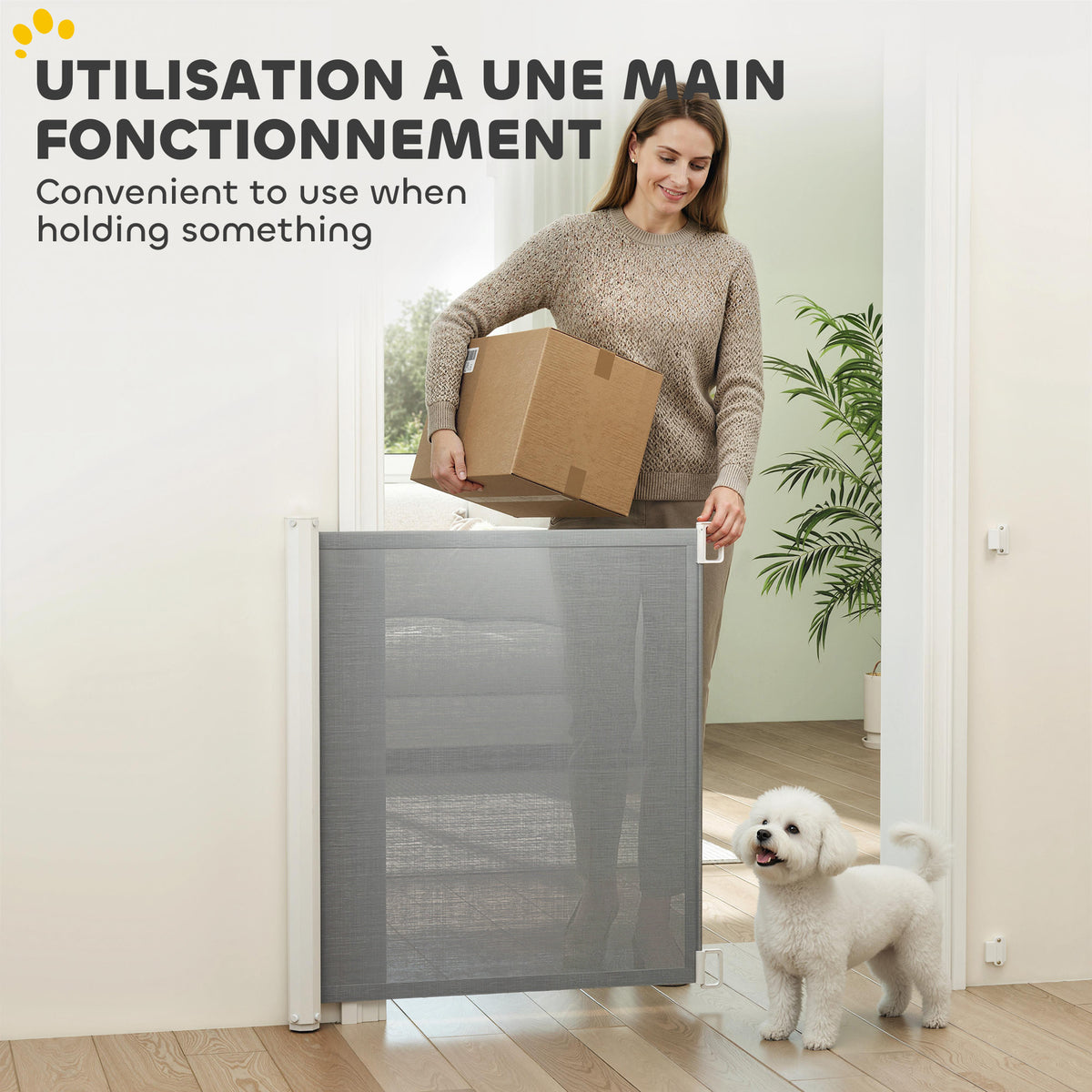 Barrière de sécurité barrière animaux rétractable automatique 1,15L x 0,83H m teslin métal gris-4