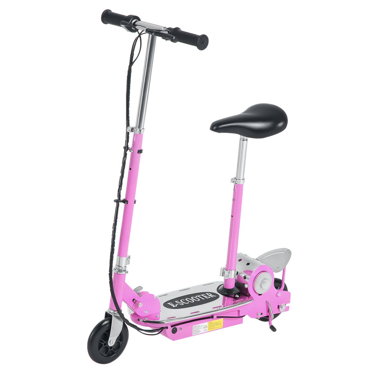 Trottinette électrique 120 W pliable pour enfant de 6+ ans hauteur guidon et selle réglable 10 Km/h max. rose-0