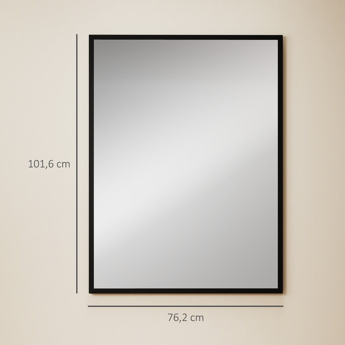 Miroir mural rectangulaire 76 x 101 cm, cadre en bois noir, idéal pour la salle de bain, salon ou chambre-2