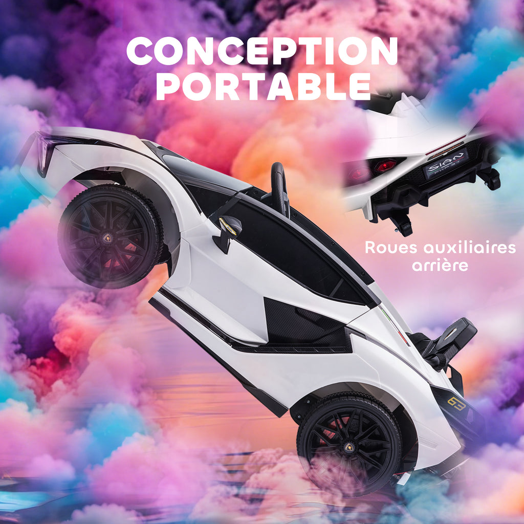 Voiture électrique Enfants de Sport Véhicule électrique Lamborghini Sian 12 V - V. Max. 5 Km/h avec Télécommande 2,4G Effets sonores + Lumineux Blanc-7