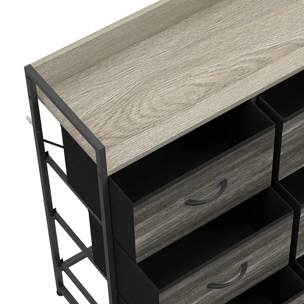 Commode, Meuble de Rangement pour Chambre, 6 Tiroirs en Tissu en Lin, Cadre en Acier, 80 x 29 x 85 cm, Gris-9