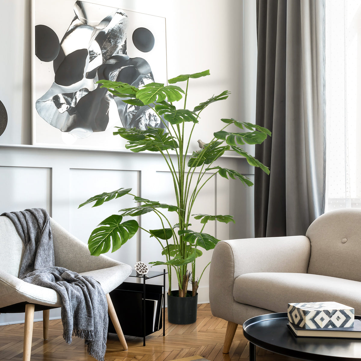 Plante artificielle arbre artificiel monstera deliciosa avec pot inclus hauteur 180 cm intérieure vert-1