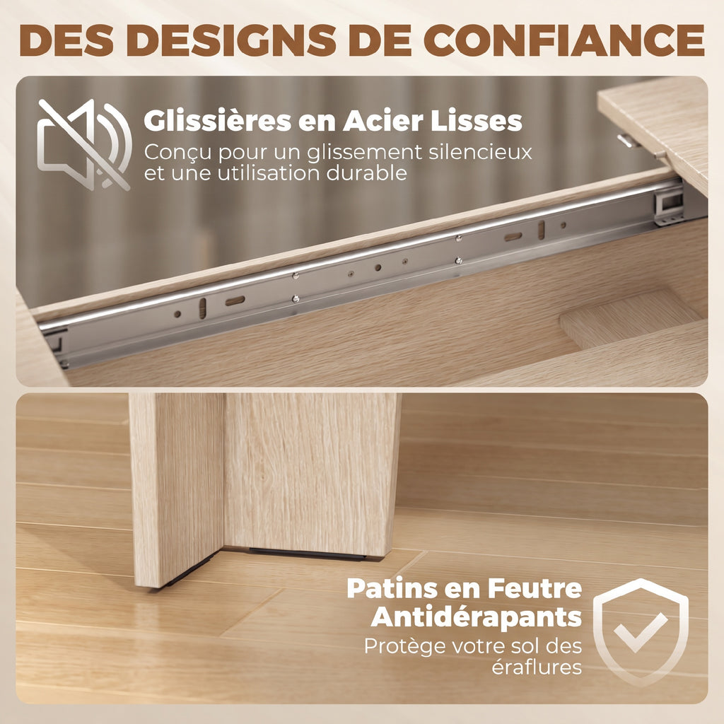 Table à Manger Extensible pour 4 à 6 Personnes, 140-180 cm, Table de Cuisine Ovale avec Bords Arrondis, Chêne-6