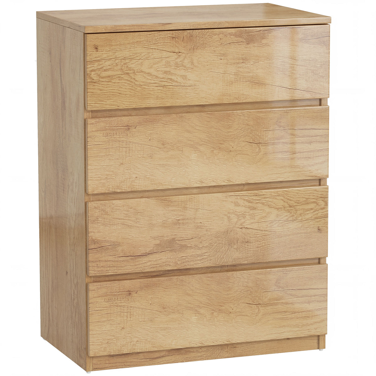 Commode 4 tiroirs meuble de rangement sans poignées design minimaliste 60 x 40 x 80 cm naturel-0