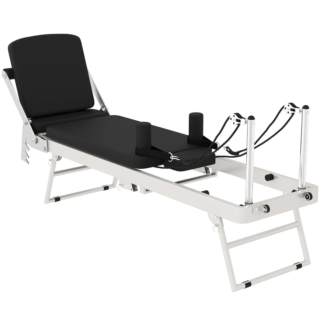 Machine Reformer Pilates Pliable Système Hybride 4 Ressorts & 5 Cordes Silencieux Acier 195 x 56 x 88 cm Blanc-0