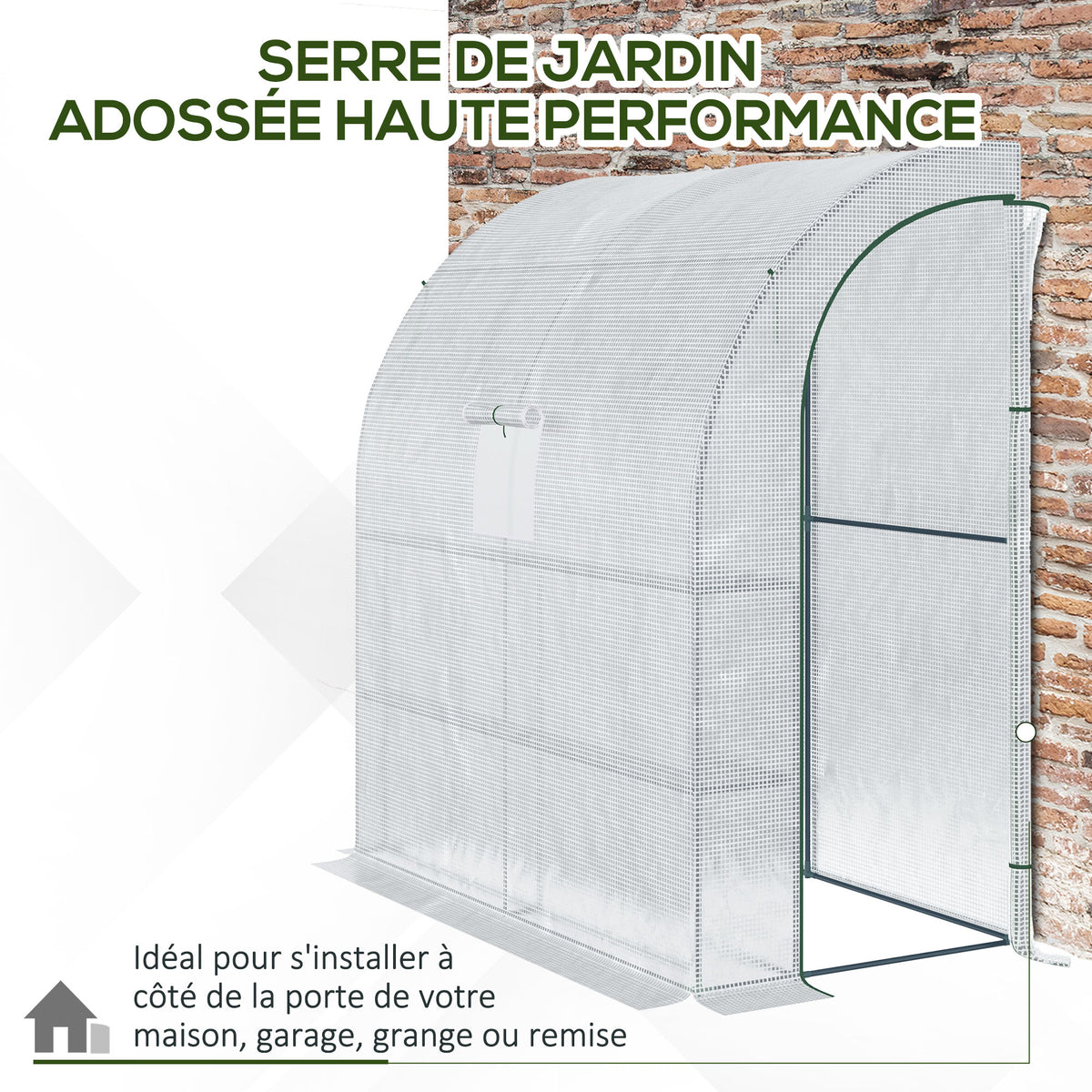 Serre de jardin PE avec étagères 3 niveaux, serre de balcon, bâche renforcée 140 g/m², châssis en acier blanc-4