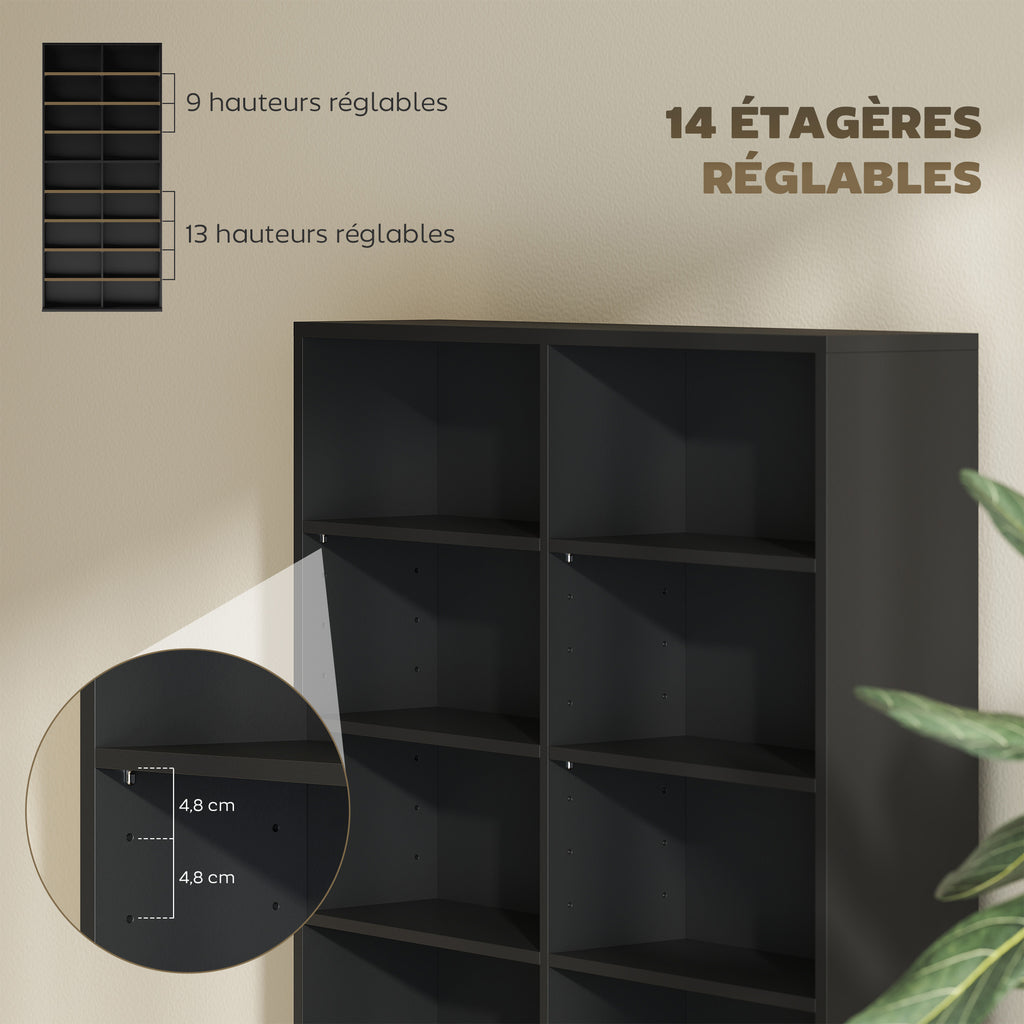 Rangements pour CD et DVD 18 compartiments capacité max. 640 CD/360 DVD 430 Blu-ray 78,5 x 24 x 175 cm noir-4