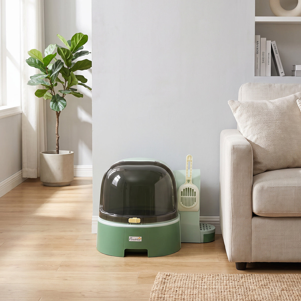 Maison de toilette, bac à litière fermé pour chat Compartiment Inférieur Amovible pour un Nettoyage Facile Pelle inclus-1