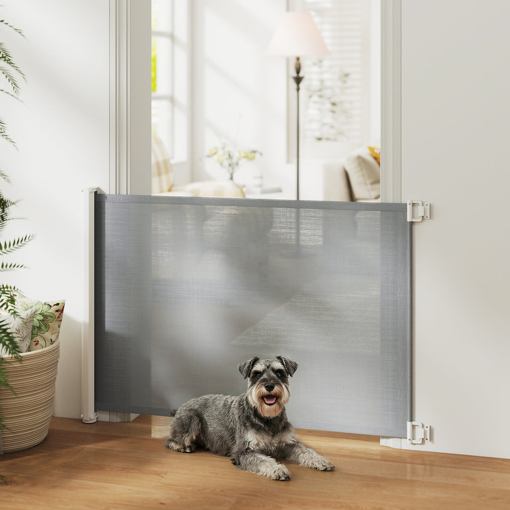 Barrière de sécurité barrière animaux rétractable automatique 1,15L x 0,83H m teslin métal gris-9
