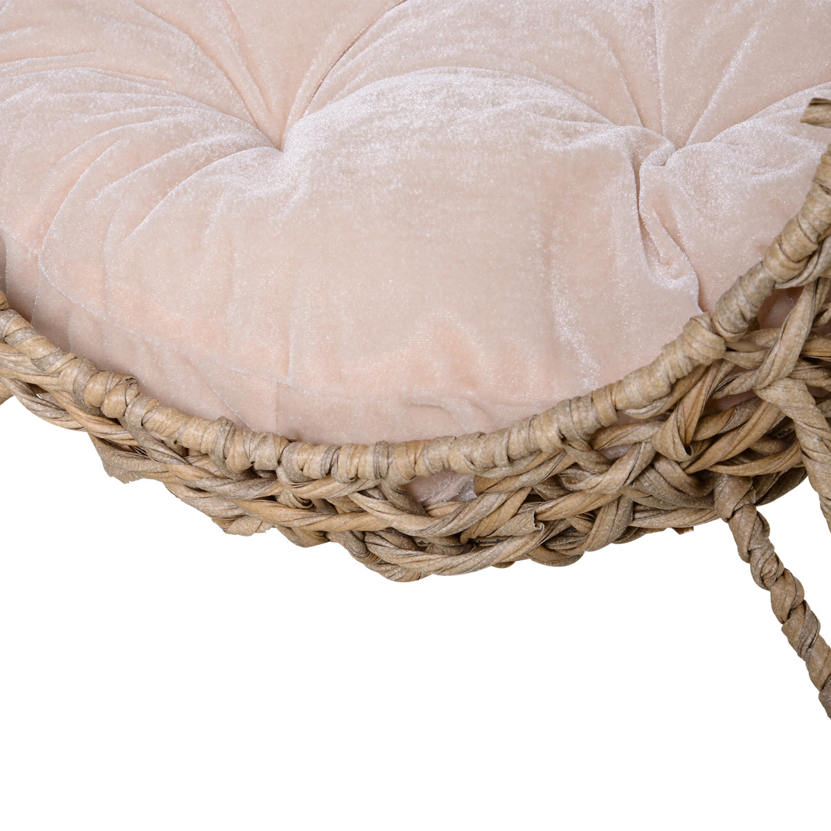 Panier chat lit surélevé chat cosy niche grotte grand confort dim. Ø 52 x 58H cm coussin moelleux inclus résine tressée imitation rotin beige-7
