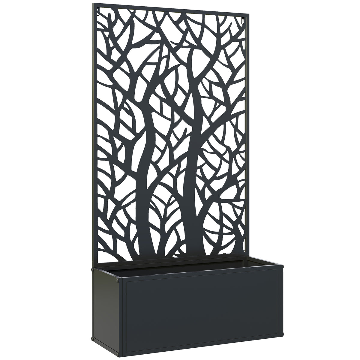Jardinière avec treillis, bac à fleurs pour plantes grimpantes, légumes, fleurs en métal 61 x 23 x 113 cm noir-0