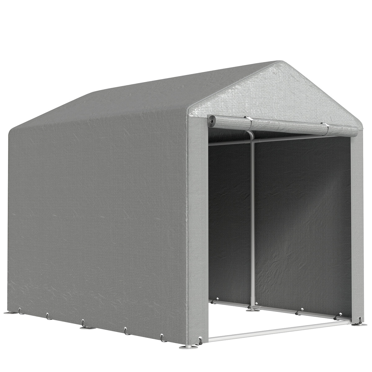 Abri de jardin tente de stockage imperméable abri moto porte enroulable fermeture éclair, 160 x 218 x 172 cm, gris clair-0