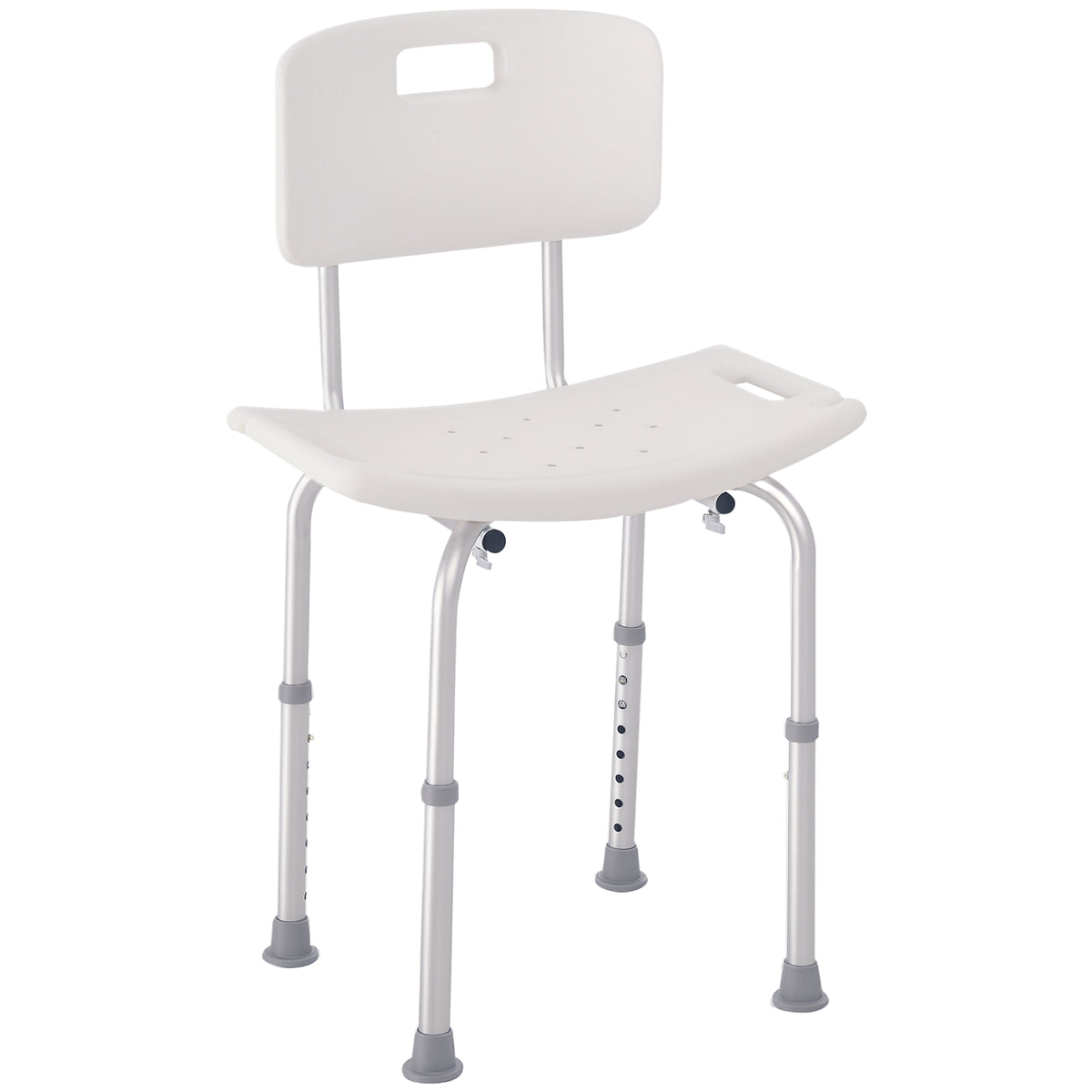 Chaise de Douche siège de Douche Ergonomique Hauteur réglable Pieds antidérapants Charge Max. 136 Kg alu HDPE Blanc-0