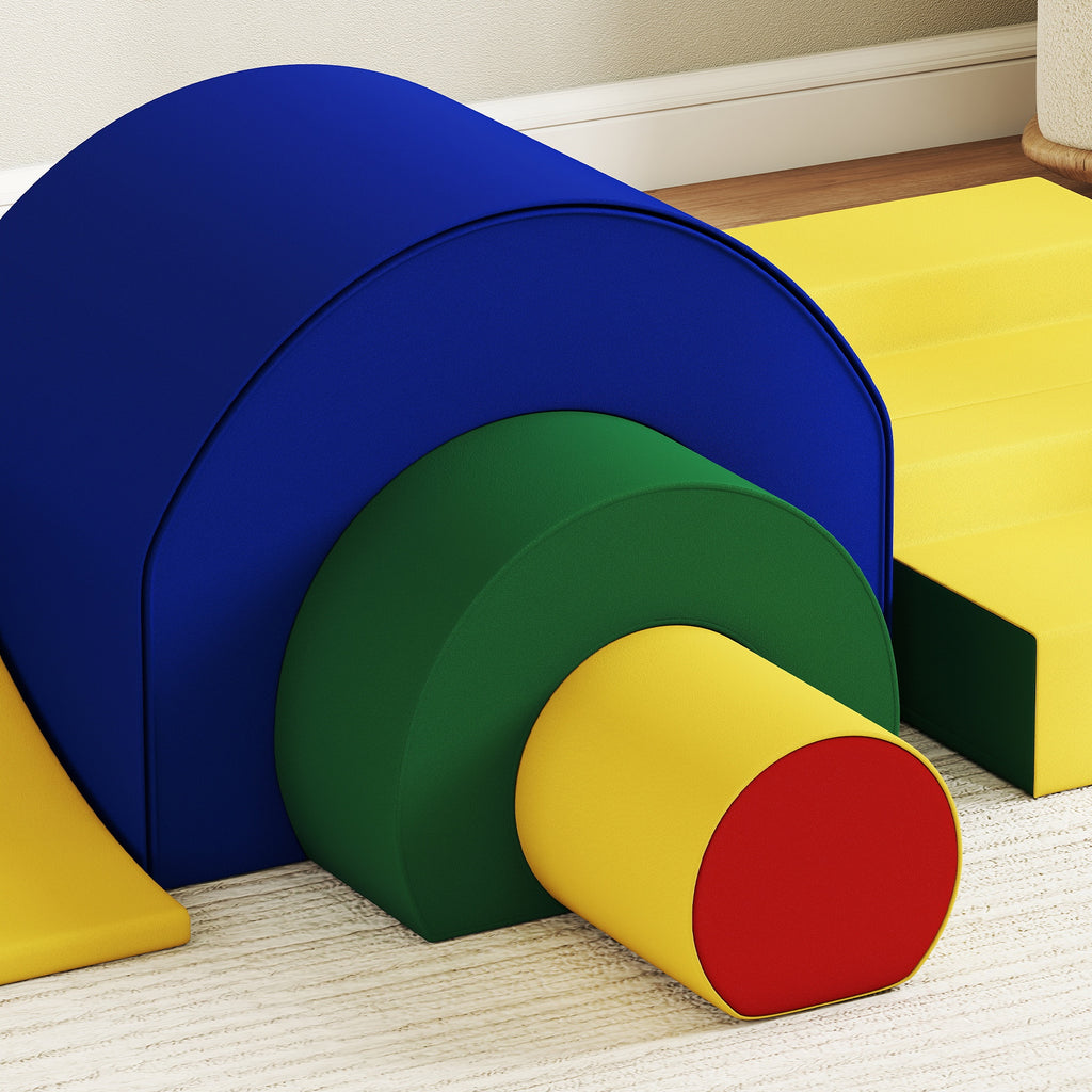 Parcours motricité enfants jouets d'escalade modulable 5 briques géantes en mousse 181 x 39 x 44 cm multicolore-8
