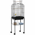Cage à oiseaux volière pour oiseaux sur roulettes avec toit ouvrant 3 perchoirs étagère inférieure 46 x 36 x 130 cm noir-0