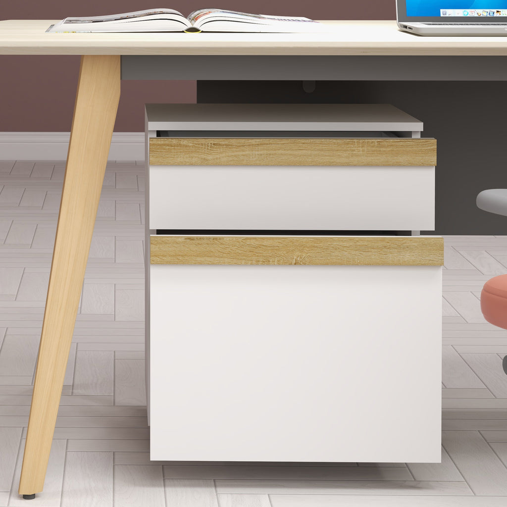 Caisson de bureau à roulettes avec 2 tiroirs coulissants trieur à dossiers 48 x 40 x 59,5 cm blanc-7