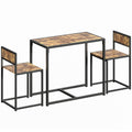 Ensemble table et chaises , table à manger 3 pièces avec 2 chaises encastrables, pour cuisine salon maison, marron-0