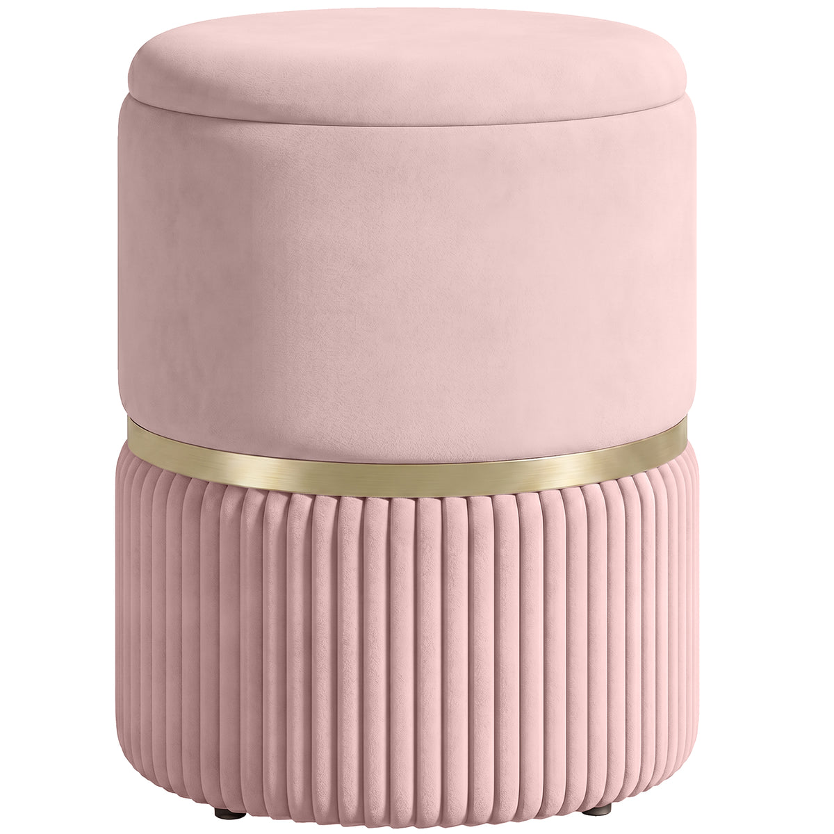 Pouf tabouret repose-pied coffre de rangement en velours côtelé 36 x 36 x 44 cm pour salon chambre rose-0